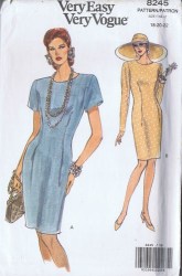 8245 EZ VOGUE SS-LS TAPER SHEATH DRESS PATTERN 6-10, 12-16 choice uncut